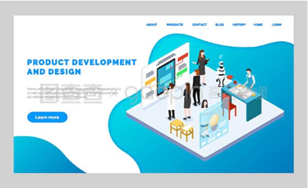 軟件產(chǎn)品開發(fā)和設計網(wǎng)站。從事工程、制造過程的人員。移動應用程序模型板。平面網(wǎng)頁矢量插圖。產(chǎn)品開發(fā)和設計網(wǎng)頁,模型